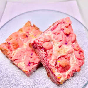 White Chocolate Strawberry Gooey Bar
